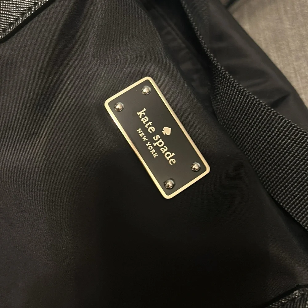 Kate spade down nylon leather strap baby bag with long strap included euc